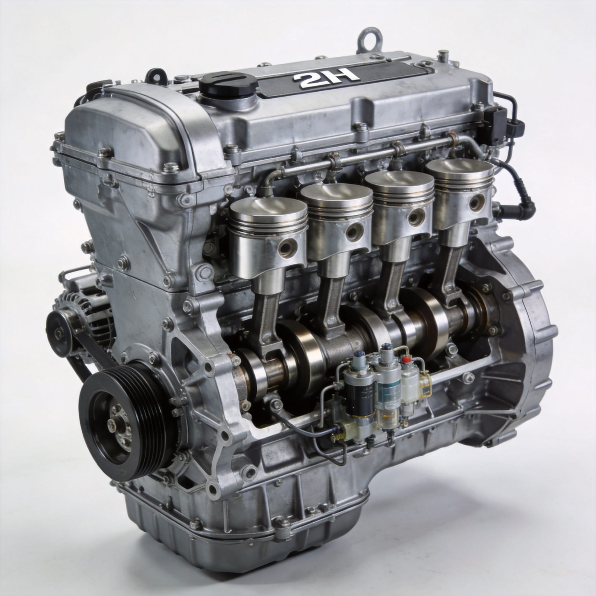 Toyota 12H-T Turbodieselmotor, Vorderansicht