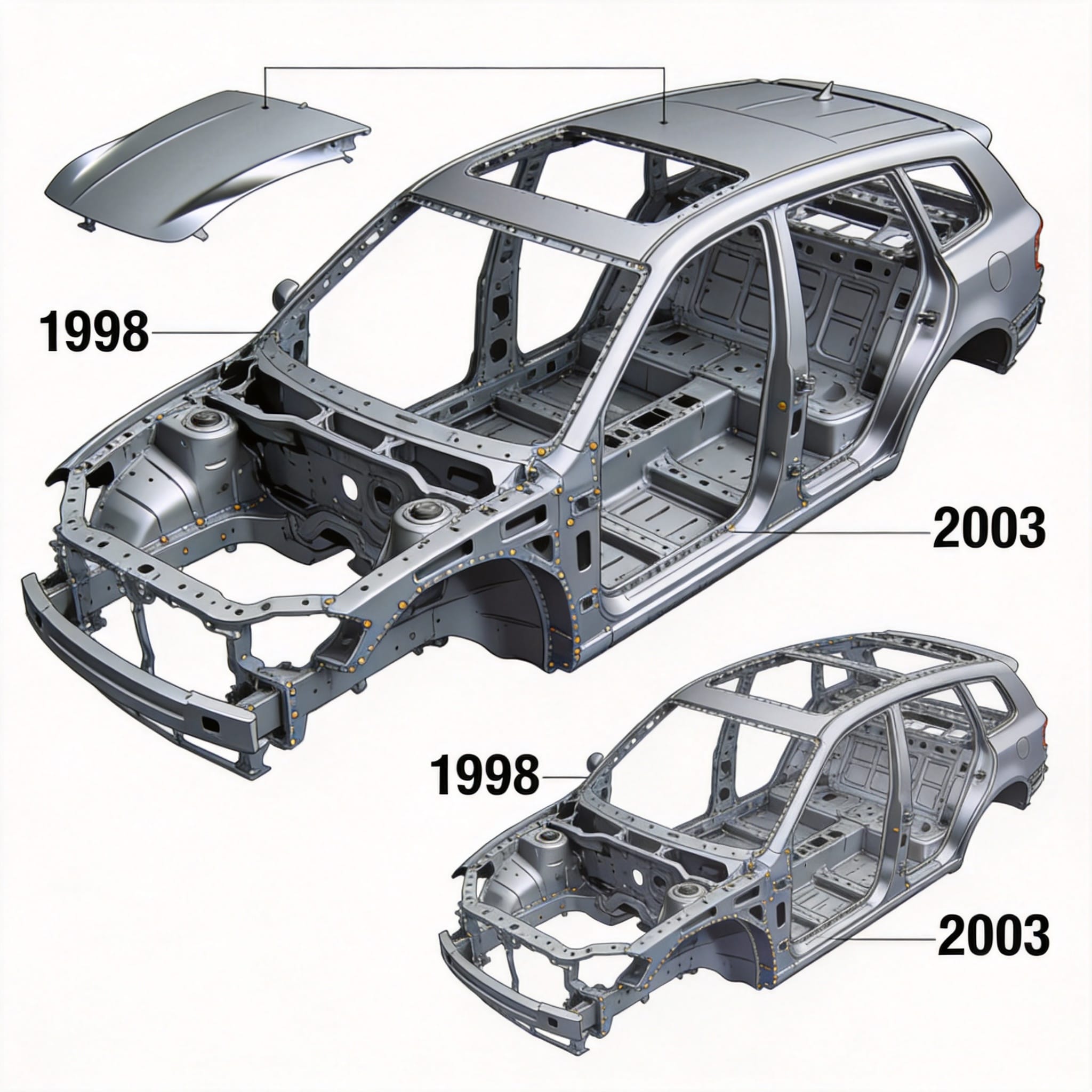 Material grade comparison chart for stamped body structures 2004-2012