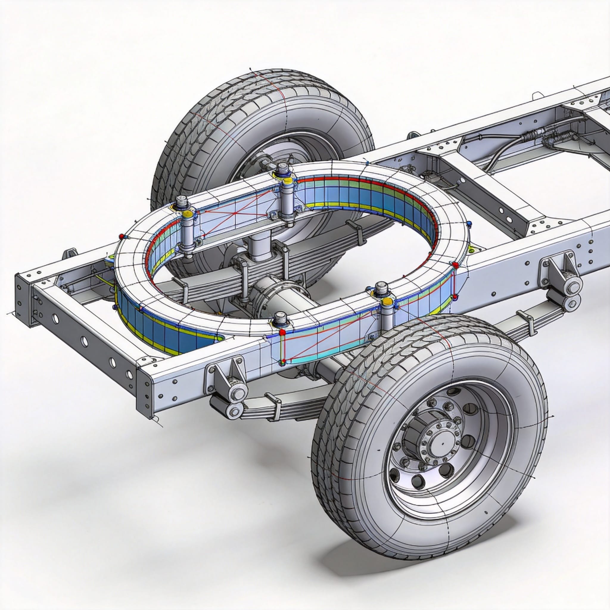Diagram showing force distribution in a 4th gen ringed frame during rollover