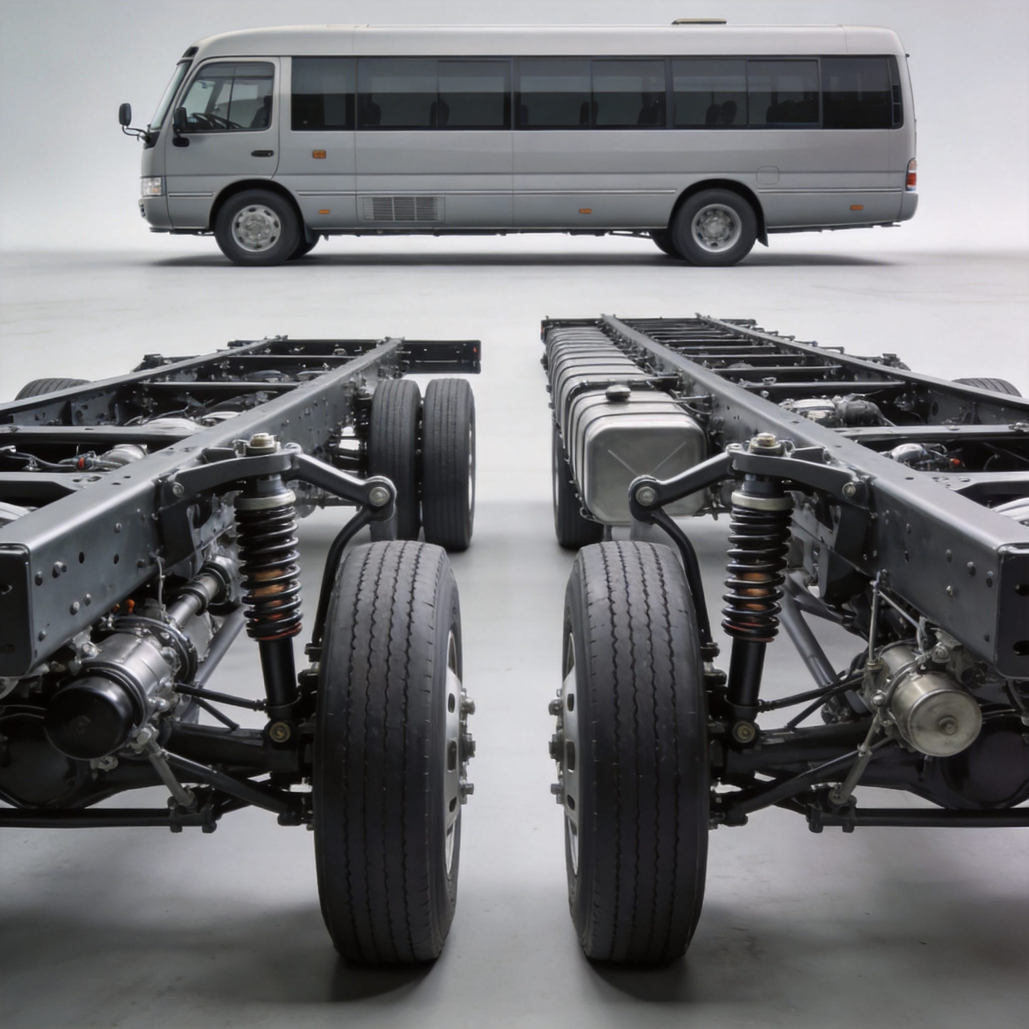 Coaster chassis frame rail comparison SWB vs LWB