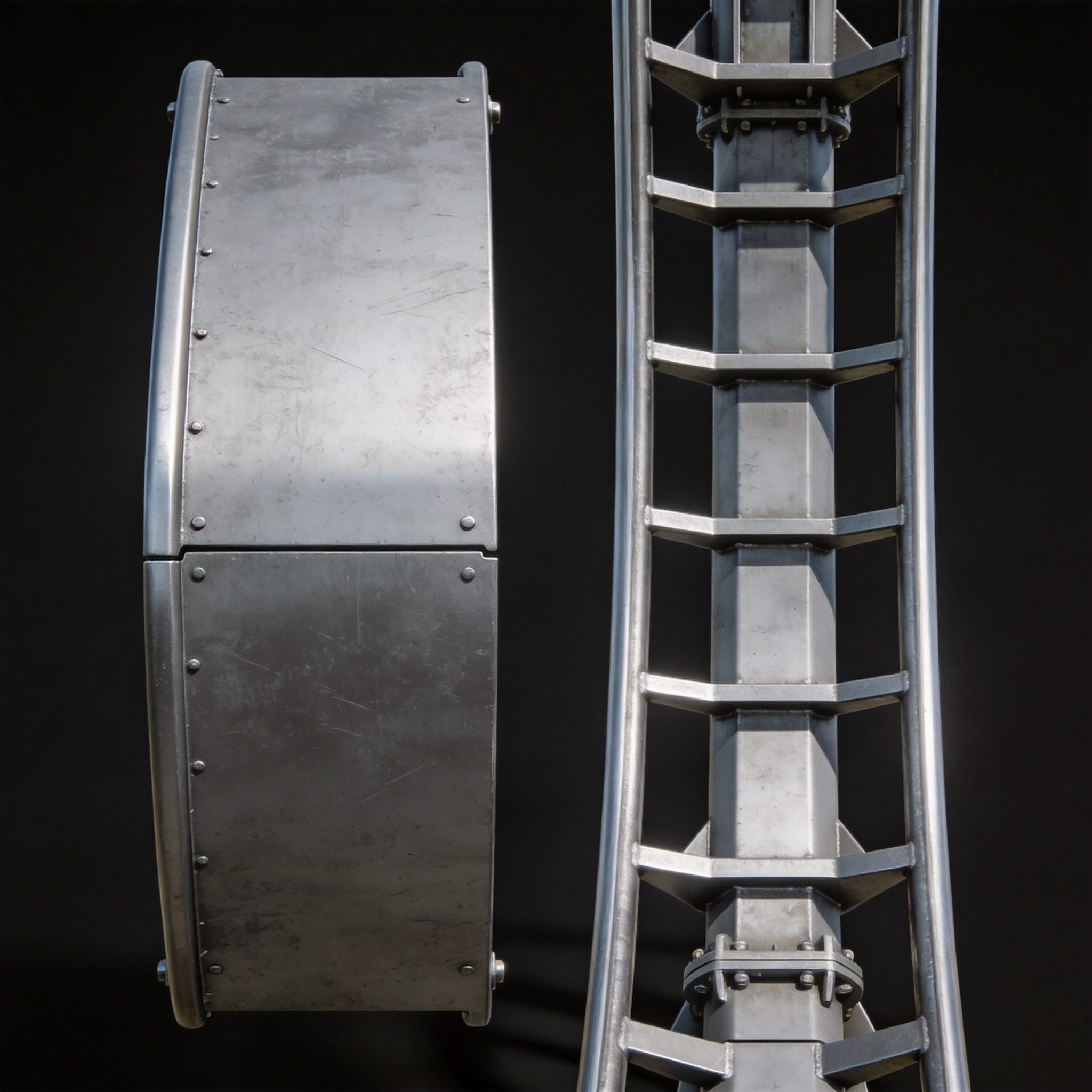 Integrated one-piece side panel structure for roller coaster track