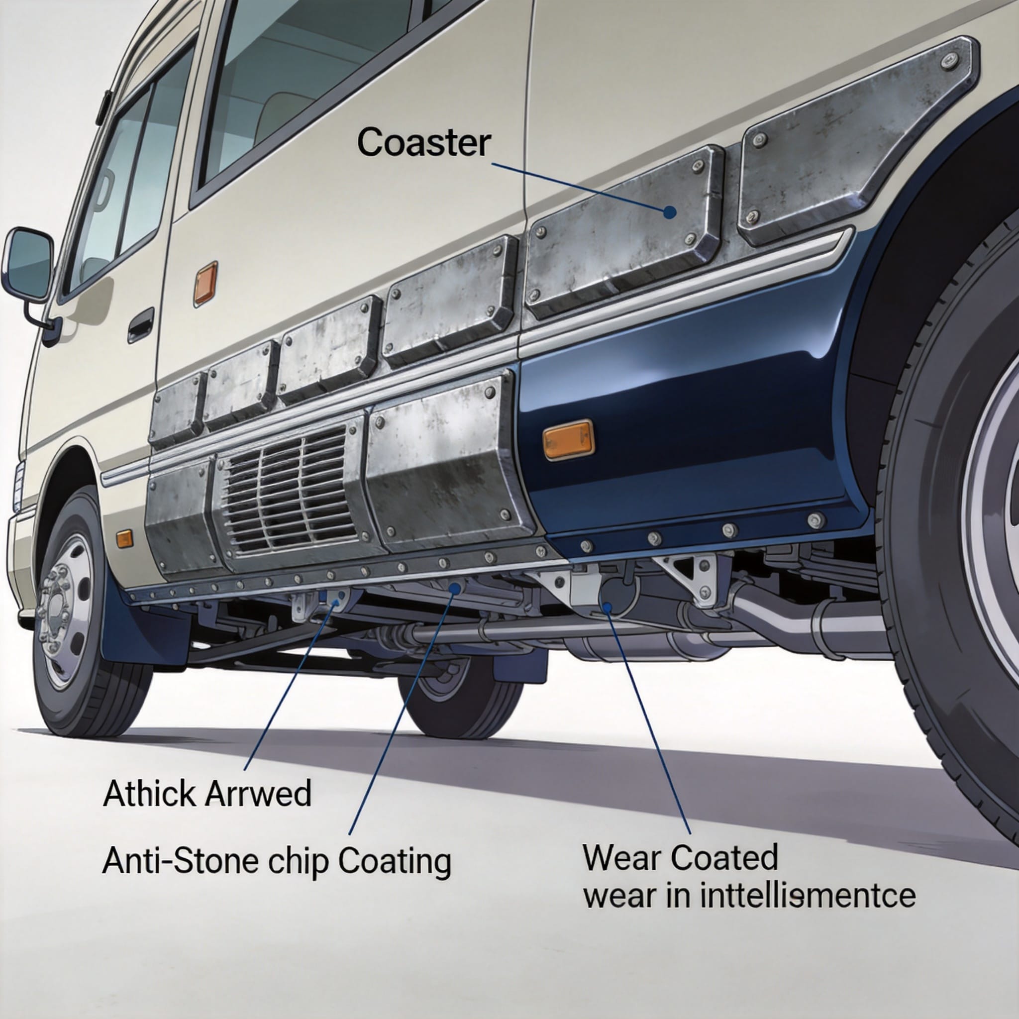 Comparison of polyurea and rubberized chassis armor coatings