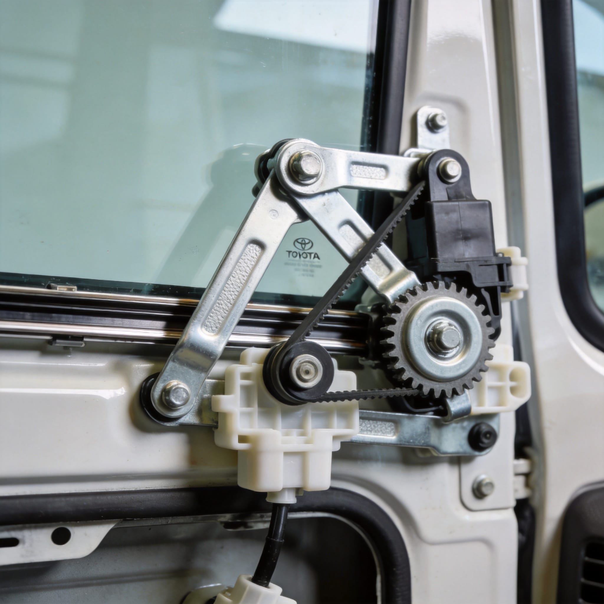 Worn nylon roller on Coaster door regulator