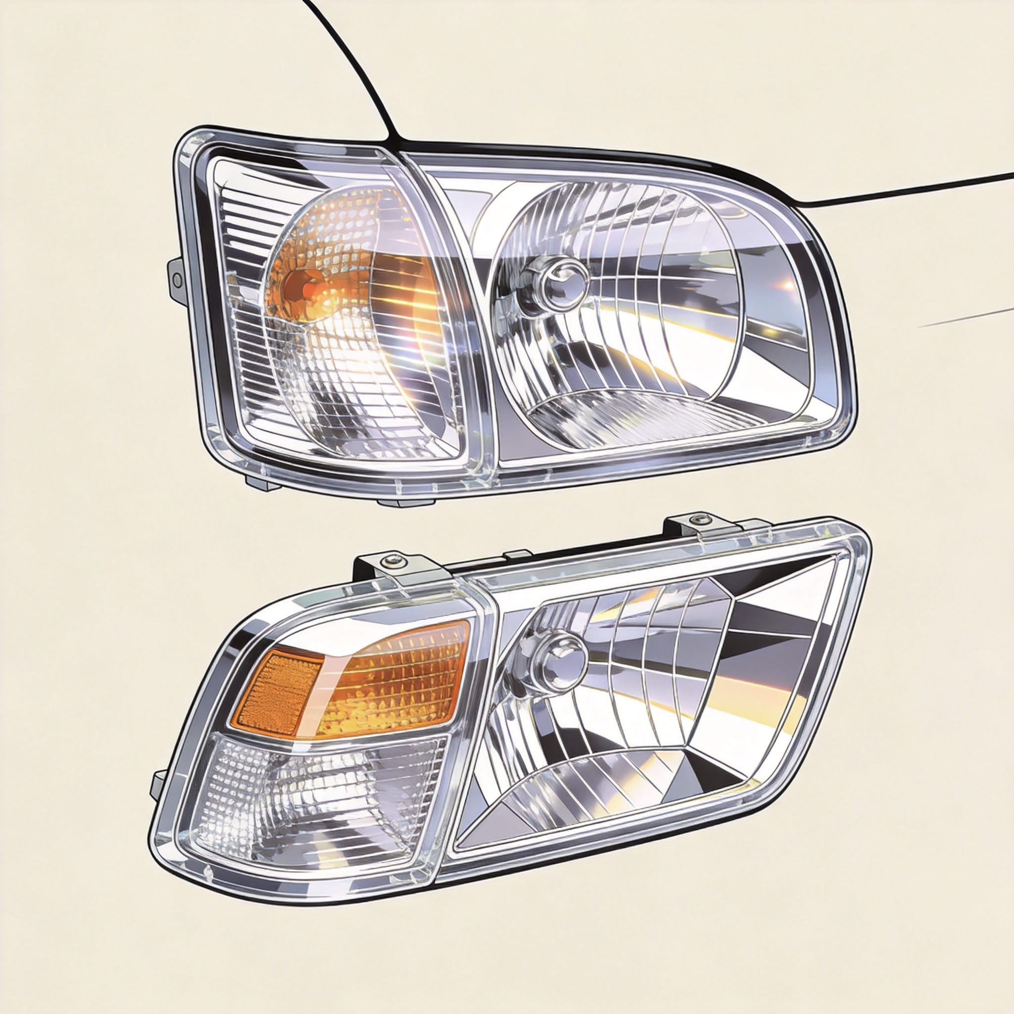 Toyota Coaster headlamp optical design cross-section
