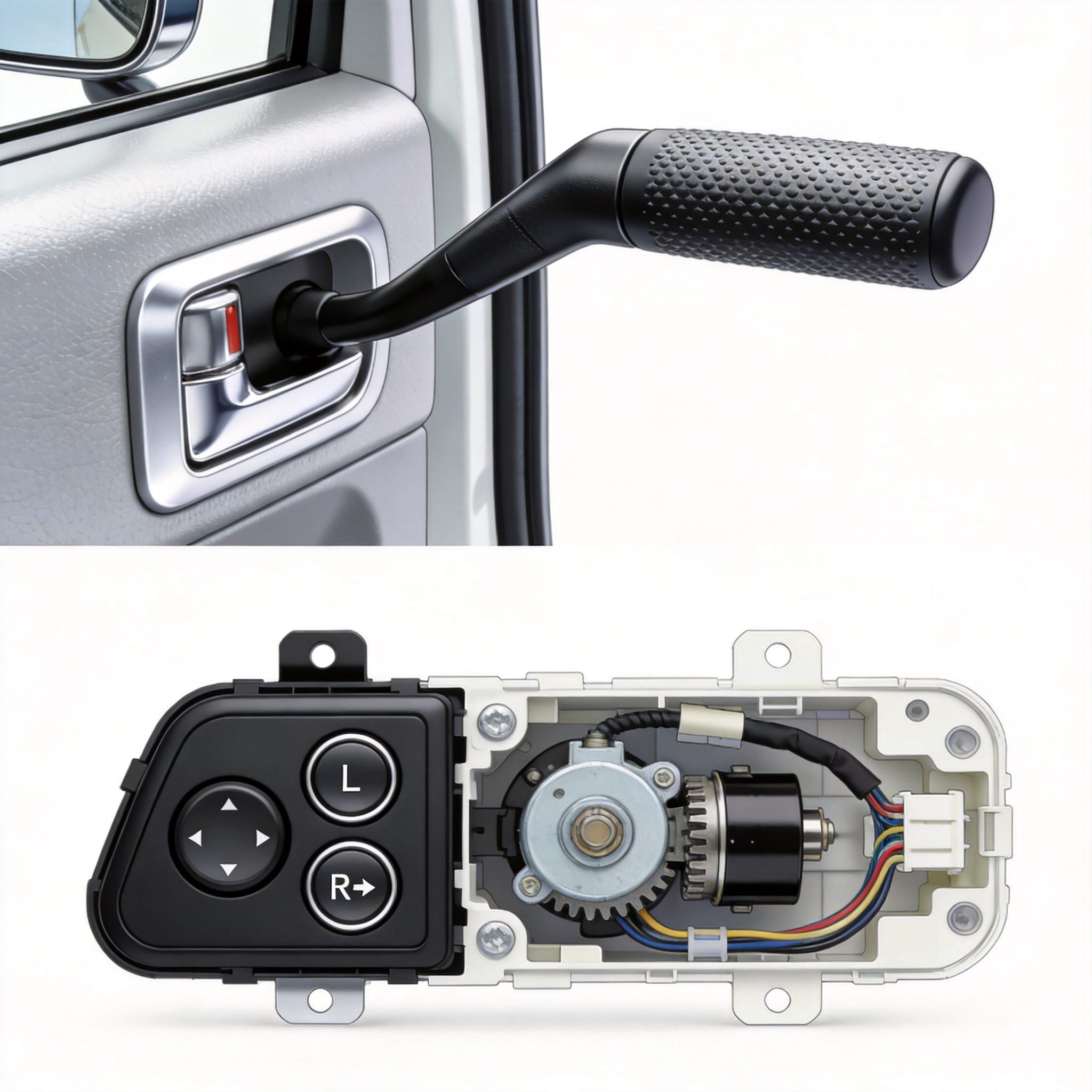 Toyota Coaster side mirror assembly overview