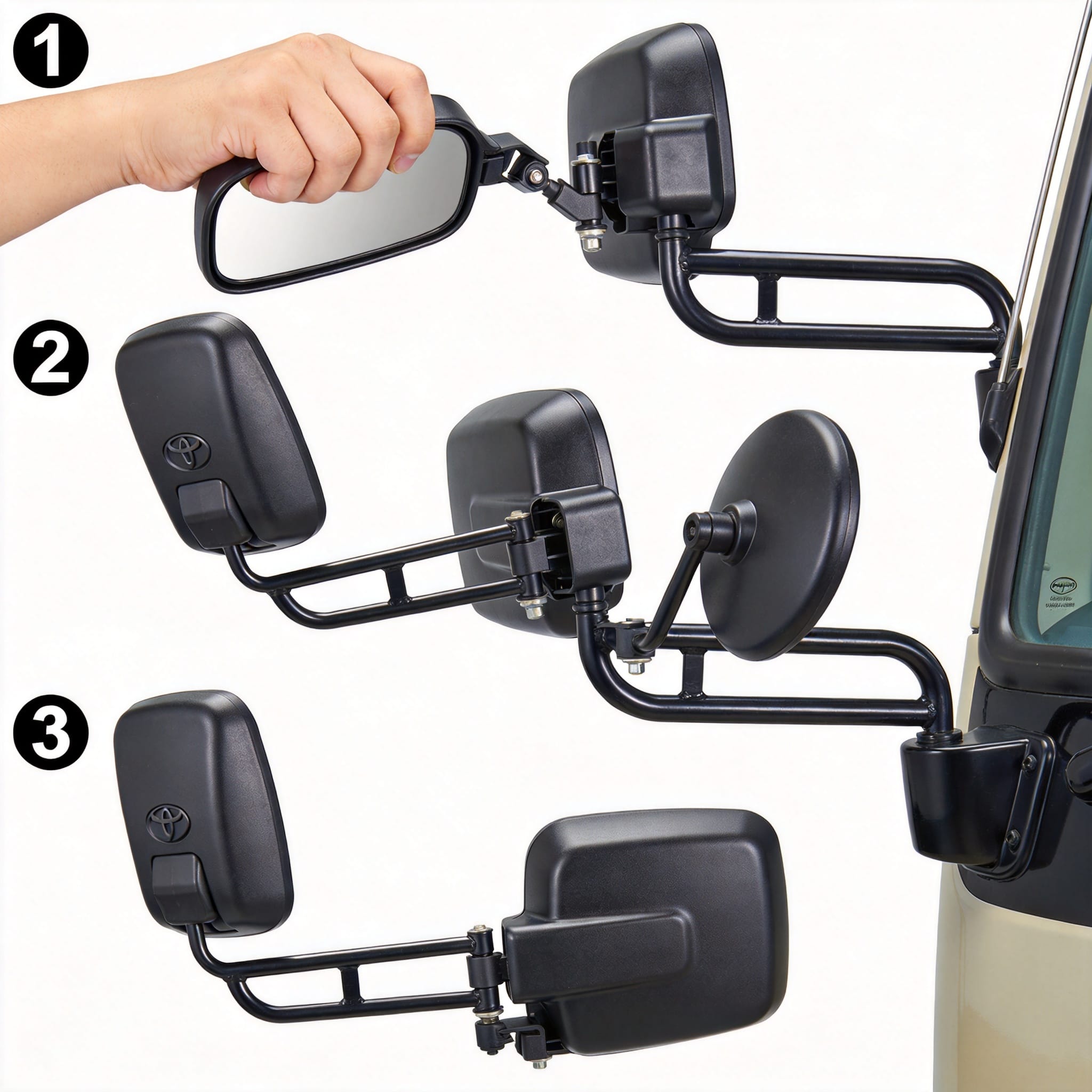 Dashboard switch for electric mirror folding on Toyota Coaster