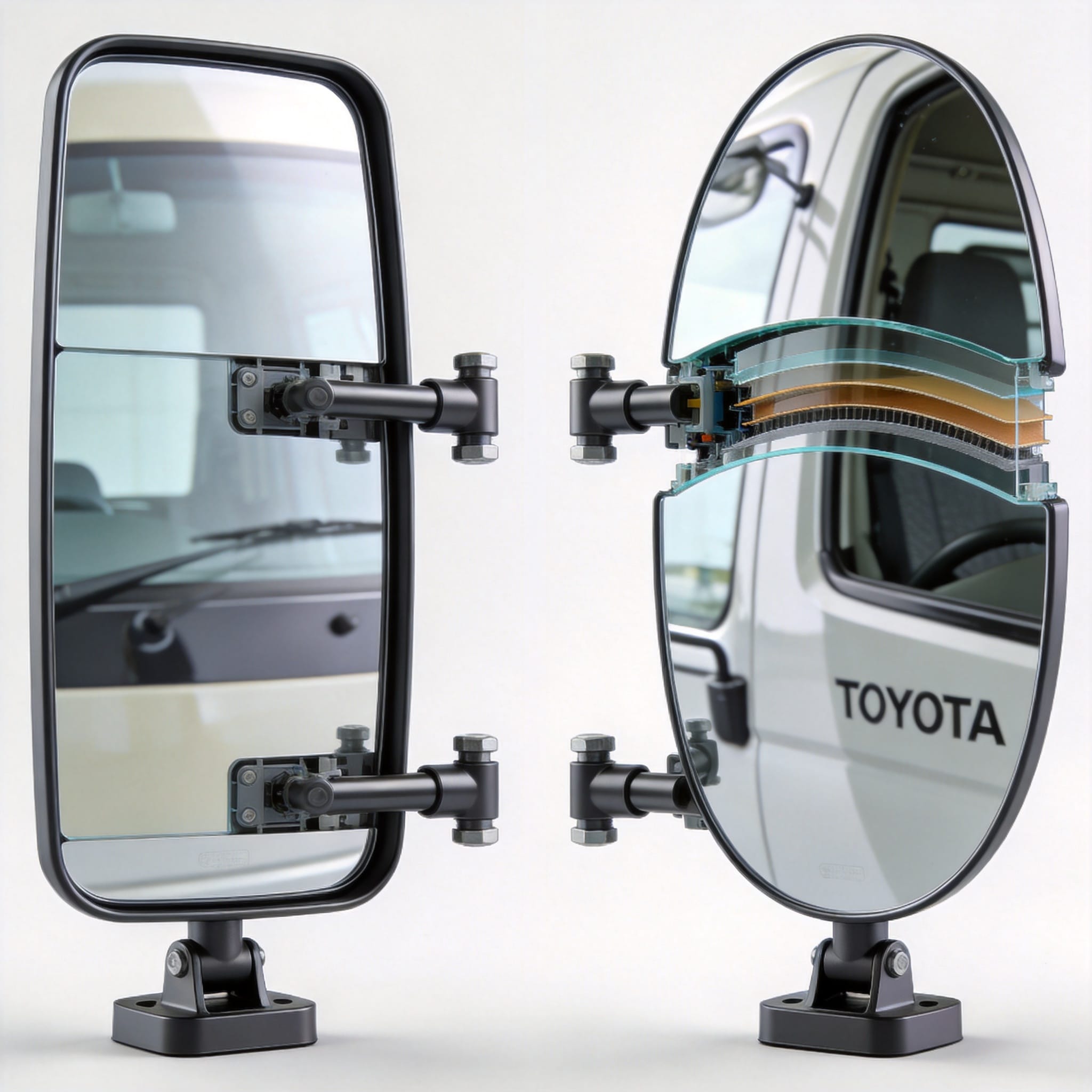 Flat vs convex mirror field of view comparison