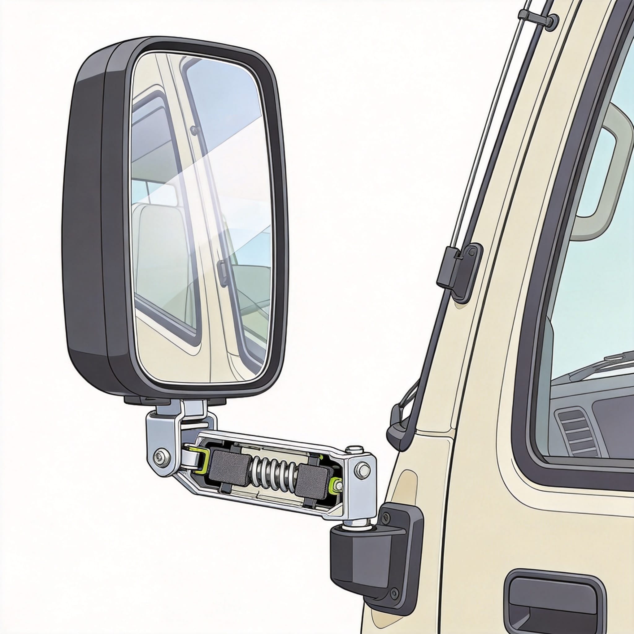 Diagram of Toyota Coaster mirror vibration forces