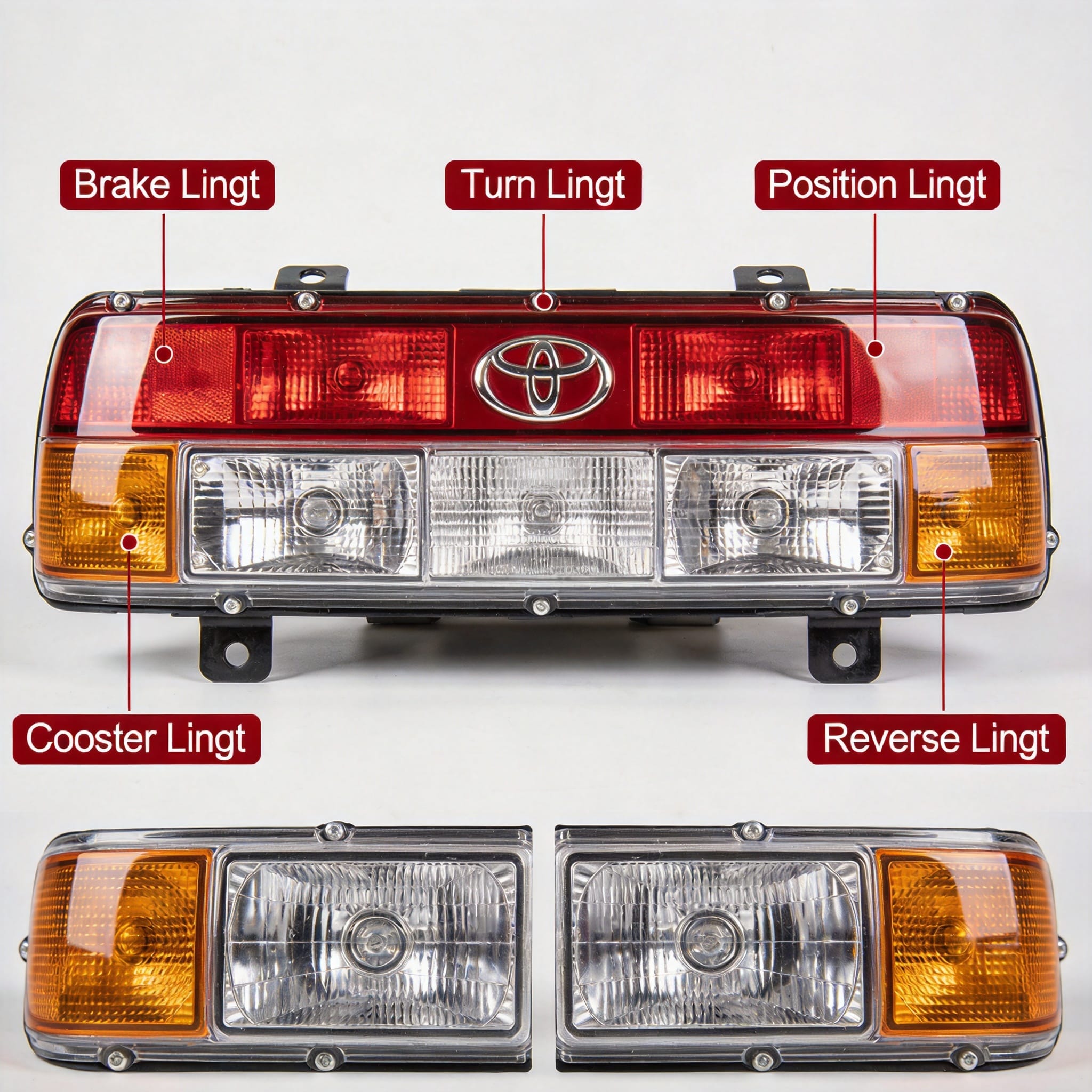 Toyota Coaster rear combination lamp assembly overview